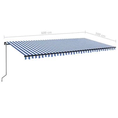 Copertină Retractabilă Manuală cu LED 600x300 cm | Livrare Gratuită