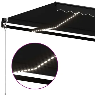 Copertină Retractabilă Manuală cu LED - Antracit 400x350 cm
