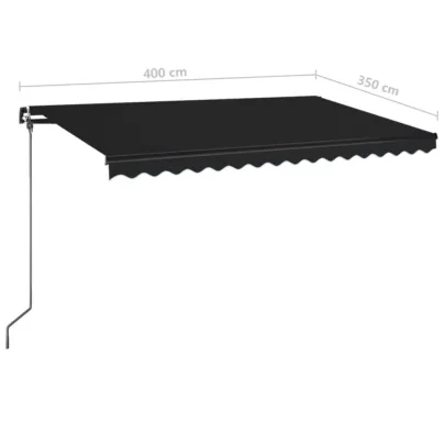 Copertină Retractabilă Manuală cu LED - Antracit 400x350 cm