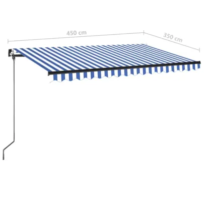 Copertină retractabilă manual 450x350 cm - Albastru și Alb