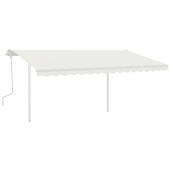 Copertină retractabilă manual cu stâlpi - 4x3,5 m - Crem