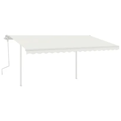 Copertină retractabilă manual cu stâlpi - 4x3,5 m - Crem
