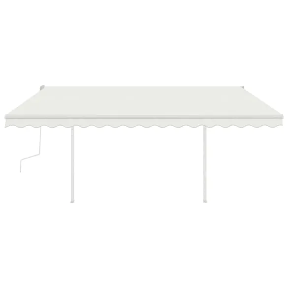 Copertină retractabilă manual cu stâlpi - 4x3,5 m - Crem
