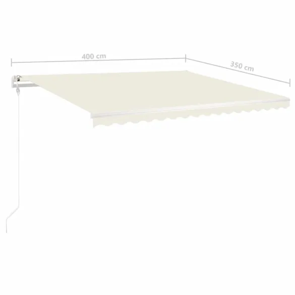Copertină retractabilă manual cu stâlpi - 4x3,5 m - Crem