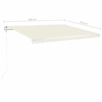 Copertină retractabilă manual cu stâlpi - 4x3,5 m - Crem