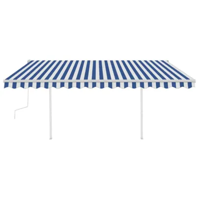 Copertină Retractabilă Manuală 4x3,5m - Albastru & Alb