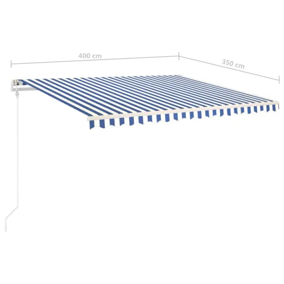 Copertină Retractabilă Manuală 4x3,5m - Albastru & Alb