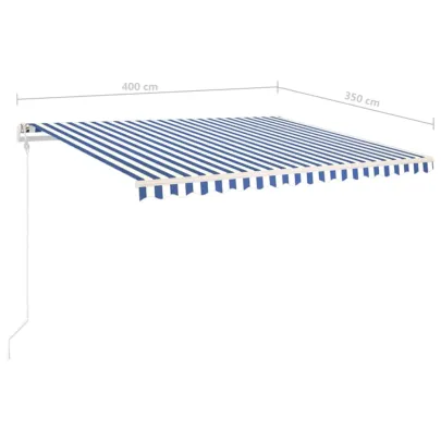 Copertină Retractabilă Manuală 4x3,5m - Albastru & Alb