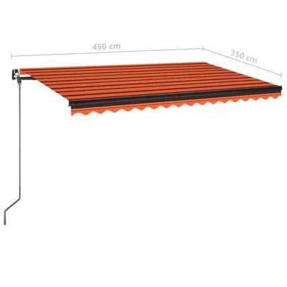 Copertină Retractabilă Manuală 450x350 cm - Portocaliu/Maro