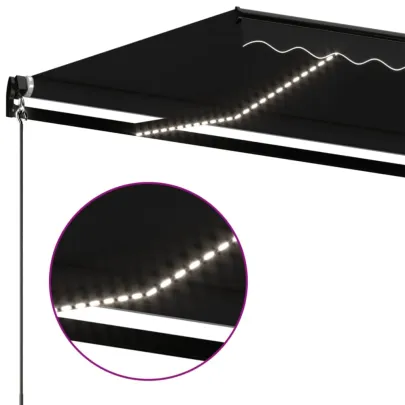 Copertină Manuală Retractabilă cu LED - Antracit 450x350 cm