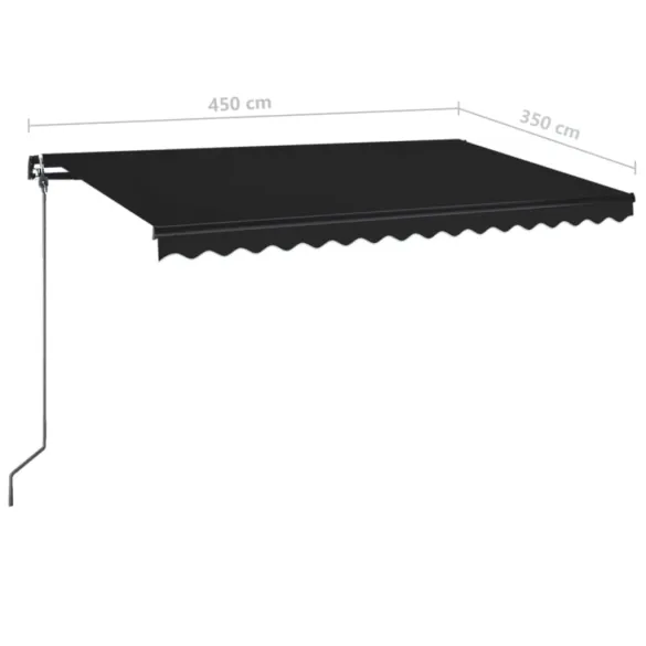 Copertină Manuală Retractabilă cu LED - Antracit 450x350 cm