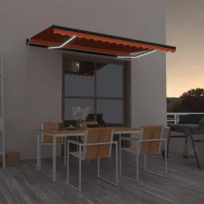 Copertină retractabilă manual cu LED pentru exterior