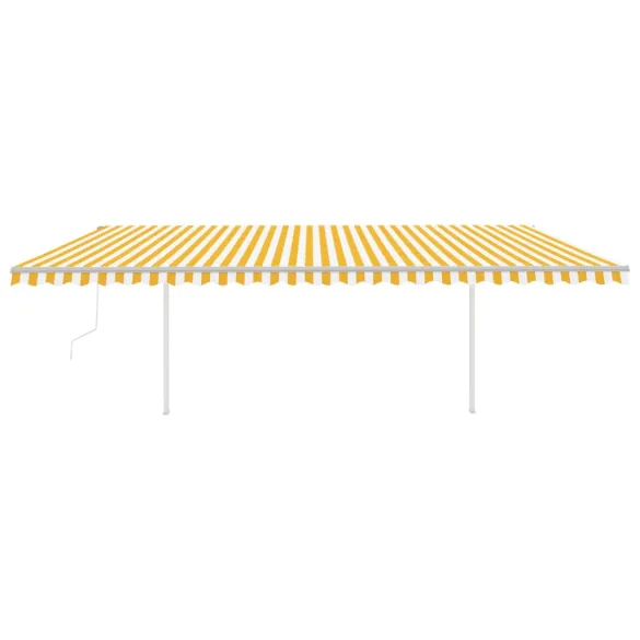 Copertină retractabilă automată cu stâlpi - 6x3 m - Galben/Alb