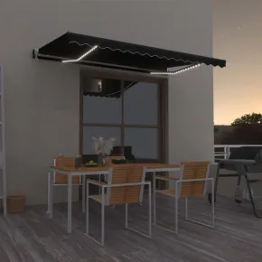 Copertină automată cu LED și senzor vânt - Antracit 450x350 cm