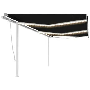 Copertină retractabilă manual cu LED - 6x3 m - Livrare gratuită