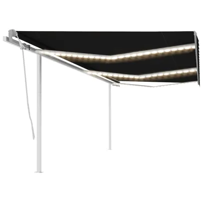 Copertină retractabilă manual cu LED - 6x3 m - Livrare gratuită