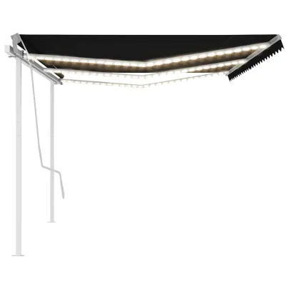 Copertină retractabilă manual cu LED - 6x3 m - Livrare gratuită