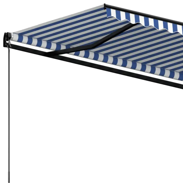 Copertină Retractabilă Manuală 5x3.5m - Albastru/Alb | Livrare Gratuită