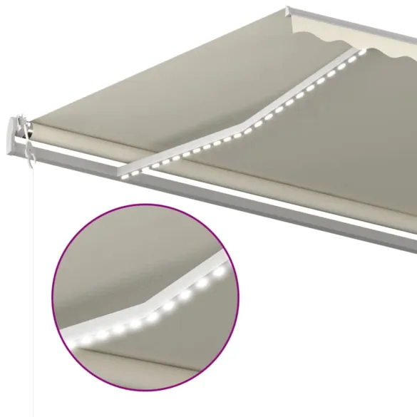 Copertină retractabilă manual cu LED - 6x3 m - Livrare gratuită