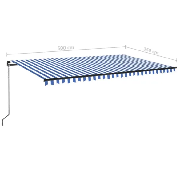 Copertină Retractabilă Manuală 5x3.5m - Albastru/Alb | Livrare Gratuită