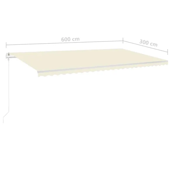 Copertină retractabilă manual cu LED - 6x3 m - Livrare gratuită