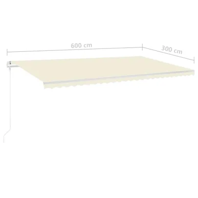 Copertină retractabilă manual cu LED - 6x3 m - Livrare gratuită