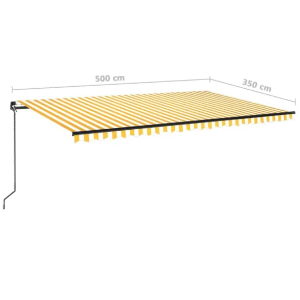Copertină retractabilă manual 5x3.5m - Galben/Alb | Livrare Gratuită