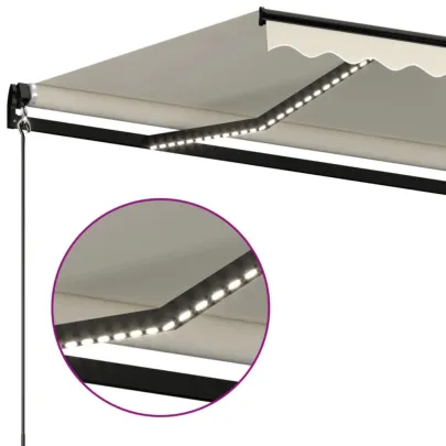 Copertină retractabilă manuală cu LED - 500x350 cm