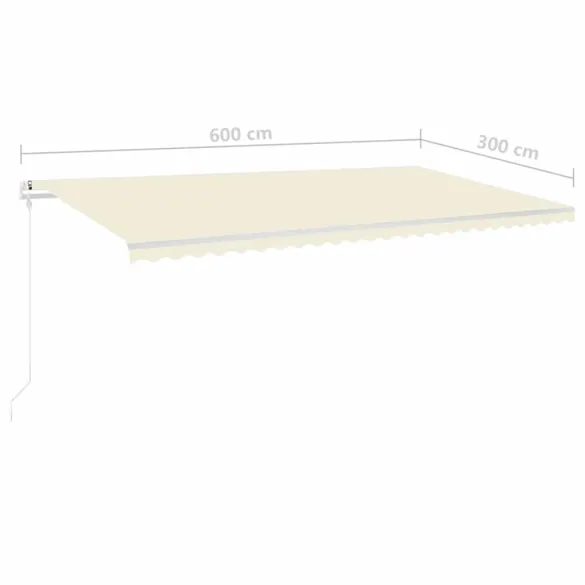 Copertină Retractabilă Manuală 6x3 m - Crem - Livrare Gratuită
