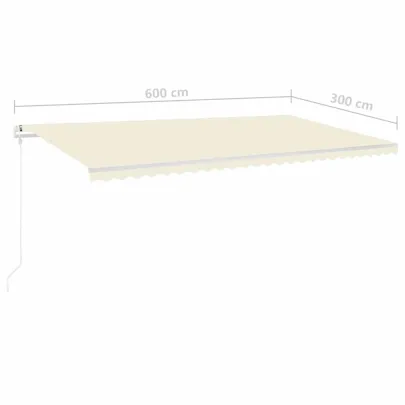Copertină Retractabilă Manuală 6x3 m - Crem - Livrare Gratuită