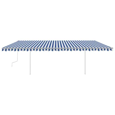 Copertină retractabilă manual 6x3m - Albastru/Alb