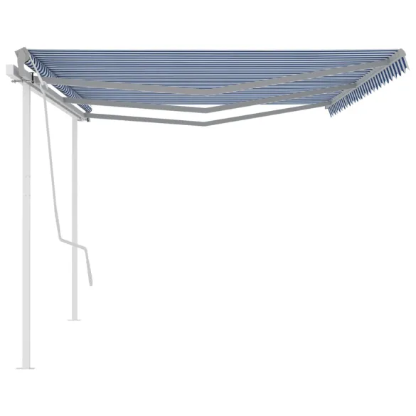 Copertină retractabilă manual 6x3m - Albastru/Alb