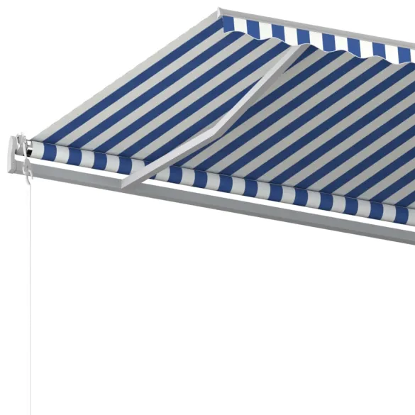 Copertină retractabilă manual 6x3m - Albastru/Alb