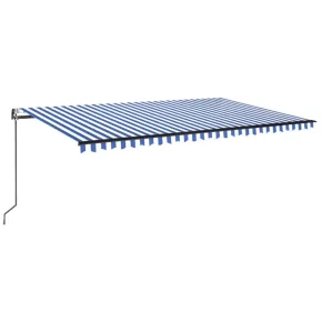 Copertină Automată cu LED Senzor Vânt Albastru/Alb 500x350 cm 2