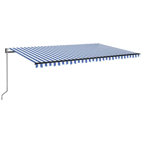 Copertină Automată cu LED Senzor Vânt Albastru/Alb 500x350 cm