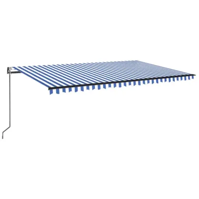 Copertină Automată cu LED Senzor Vânt Albastru/Alb 500x350 cm