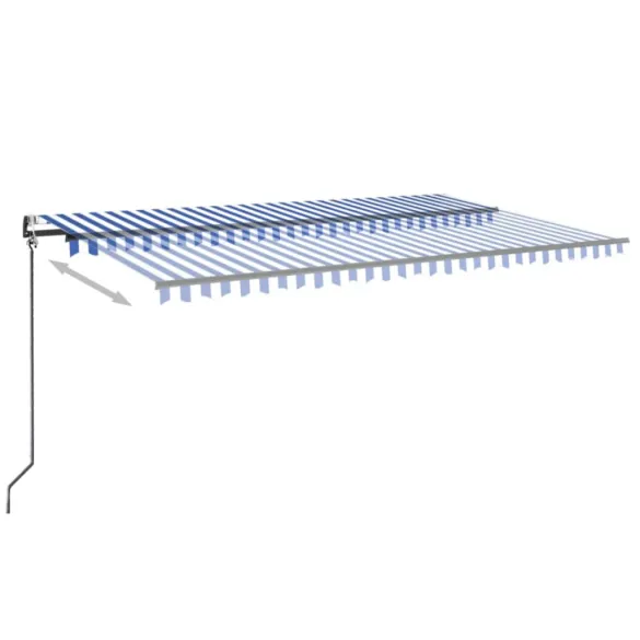 Copertină Automată cu LED Senzor Vânt Albastru/Alb 500x350 cm