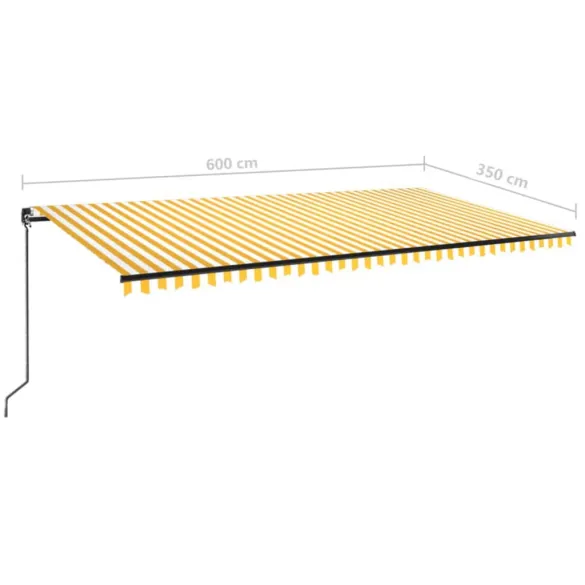 Copertină Retractabilă Manual 600x350 cm - Galben/Alb