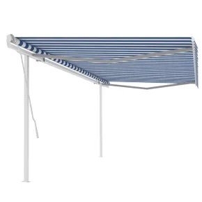 Copertină retractabilă manual cu stâlpi - 5x3 m