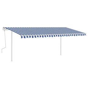 Copertină retractabilă manual cu stâlpi - 5x3 m 2