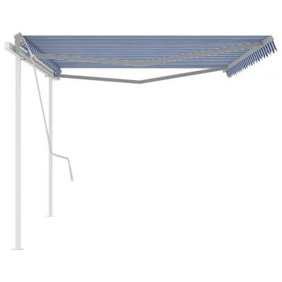 Copertină retractabilă manual cu stâlpi - 5x3 m