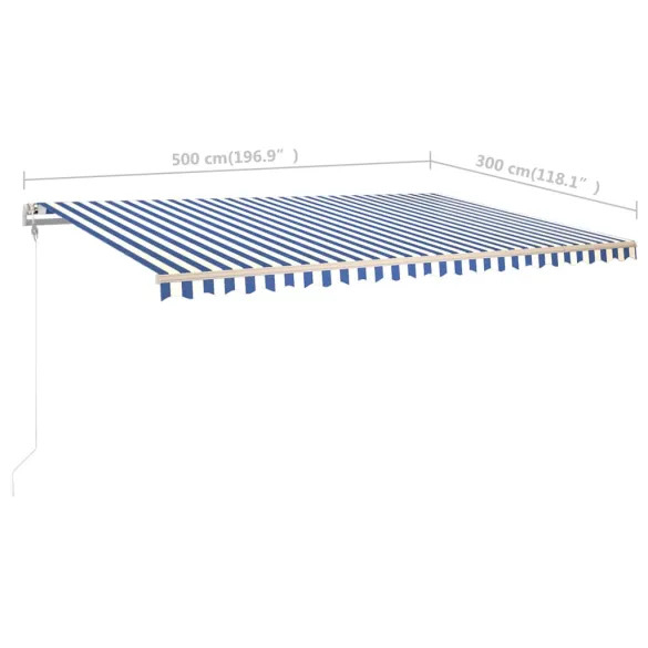 Copertină retractabilă manual cu stâlpi - 5x3 m