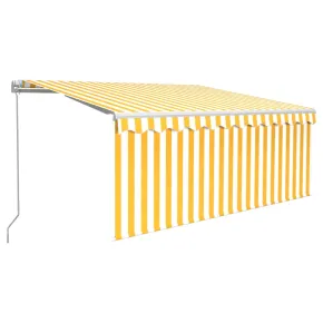 Copertină Retractabilă Manual cu Stor - Galben/Alb 3x2.5m 2