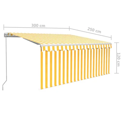 Copertină Retractabilă Manual cu Stor - Galben/Alb 3x2.5m