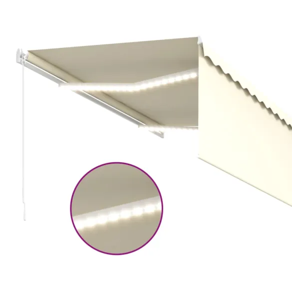 Copertină retractabilă manuală cu LED și stor - Crem
