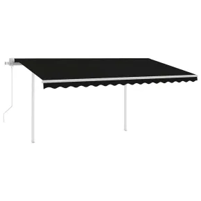 Copertină retractabilă automată cu stâlpi - Antracit 4,5x3 m 2