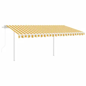 Copertină Retractabilă Automată cu Stâlpi - Galben/Alb - 4,5x3 m 2