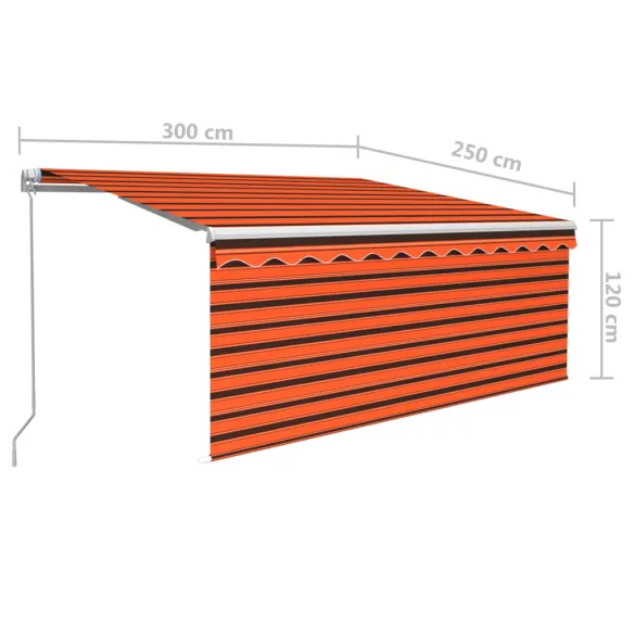 Copertină retractabilă manuală cu LED și stor 3x2,5m