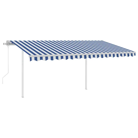 Copertină retractabilă automată cu stâlpi 4,5x3 m - Albastru/Alb