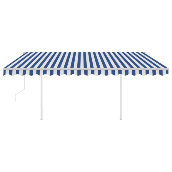 Copertină retractabilă automată cu stâlpi 4,5x3 m - Albastru/Alb